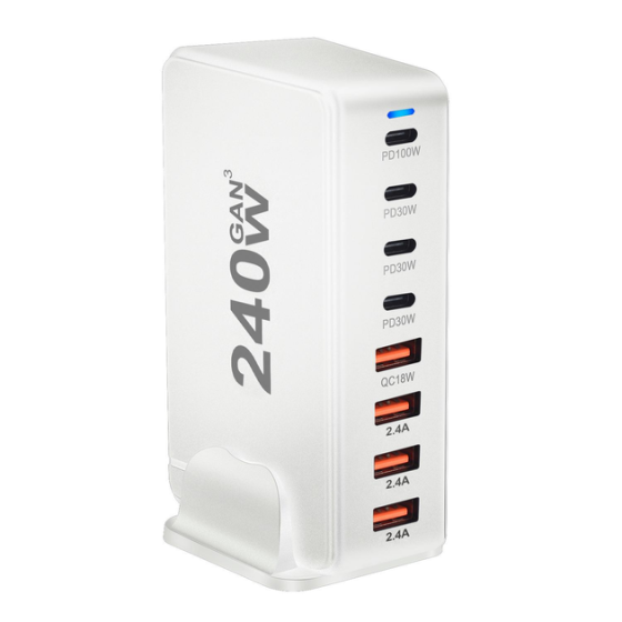 Зарядний пристрій YMS-858 240W для GAN3 (1Type-C100W+3Type-C30W/4USBQC3.018W) Білий Вінниця