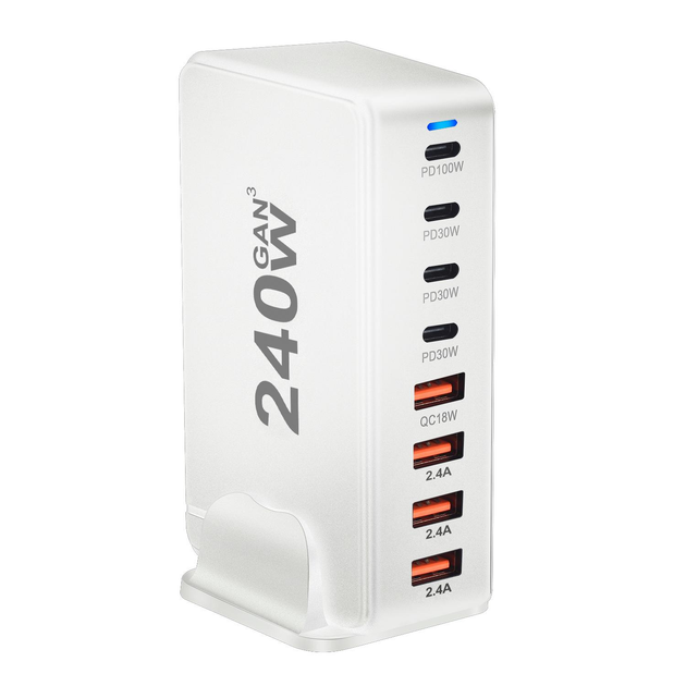 Зарядний пристрій YMS-858 240W для GAN3 (1Type-C100W+3Type-C30W/4USBQC3.018W) Білий Вінниця - фото 1