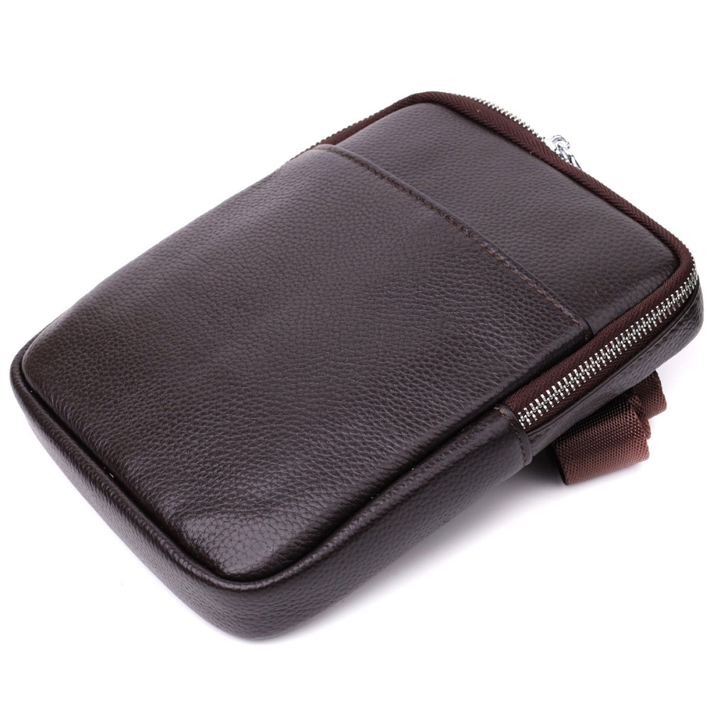 Мужская вертикальная сумка из натуральной кожи Коричневый (Vintage) Киев - изображение 9