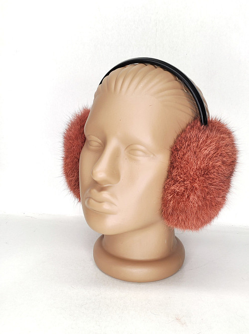 Наушники меховые детские из кролика Темный Персиковый Харьков - изображение 2