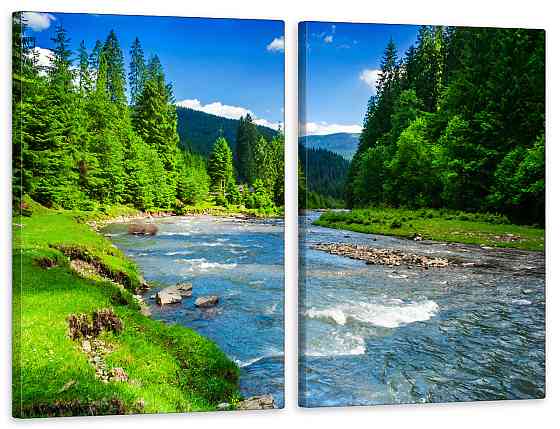 Модульная картина в гостиную / спальню   Гірська ріка  TLV-2_111 90x132  см Київ