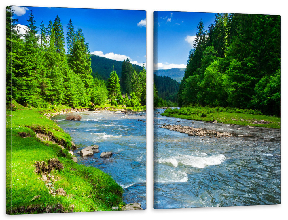 Модульная картина в гостиную / спальню   Гірська ріка  TLV-2_111 90x132  см Київ - фото 1
