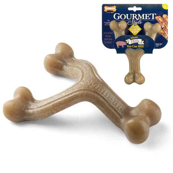 Nylabone Gourmet Wishbone Bacon НІЛАБОН ГУРМЕ ПОТРІЙНА КІСТКА жувальна іграшка для собак, смак бекону Київ