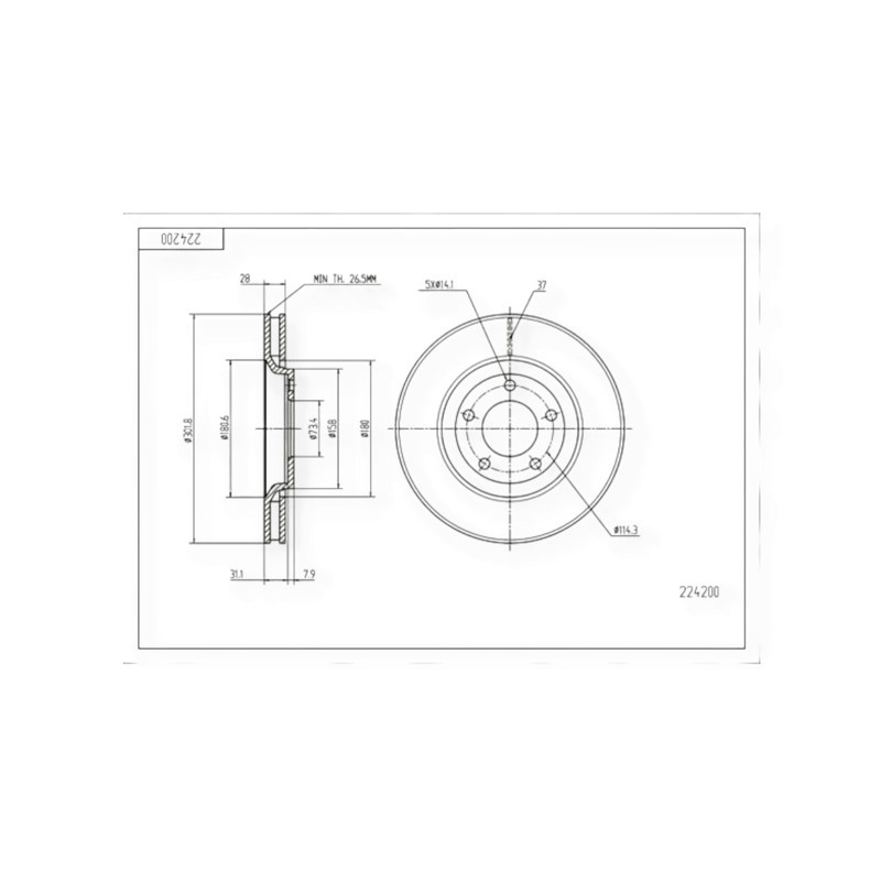 Диск Chrysler Voyager, Dodge Caravan (2000-) передній (d302x28mm) гальмівний Мукачево - фото 1