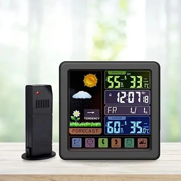 Бездротова метеостанція з кольоровим екраном TS-3310-BK, внутрішня та зовнішня температура, вологість, годинник Київ - фото 10