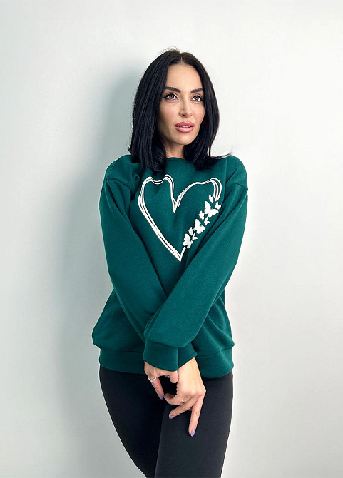 Утеплений світшот з принтом "Heart" оптом | Норма і батал Київ - фото 6