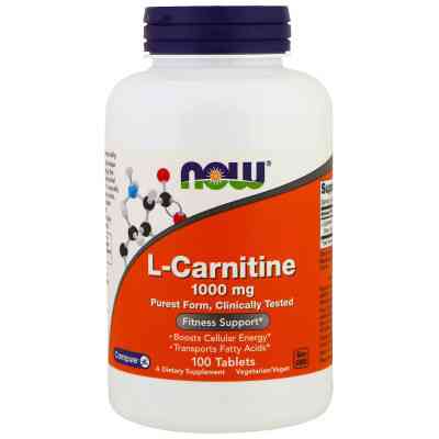 Амінокислота Now Foods L-Карнітин, L-Carnitine, 1000 мг, 100 таблеток (NOW-00068) Вінниця
