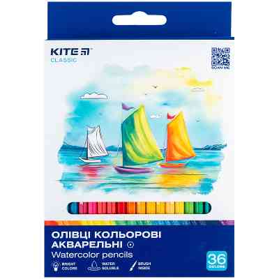 Карандаши цветные Kite Classic акварельні, 36 кольорів (K-1052) Винница