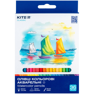 Карандаши цветные Kite Classic акварельні, 36 кольорів (K-1052) Винница - изображение 1