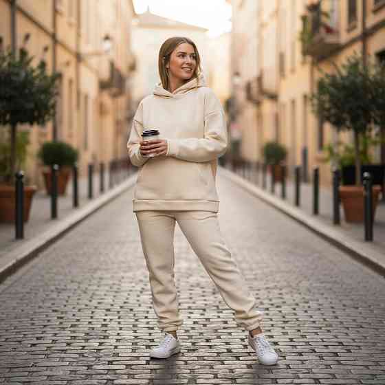 Женский спортивный теплый костюм на флисе батал Молочный 4XL/5XL Харьков