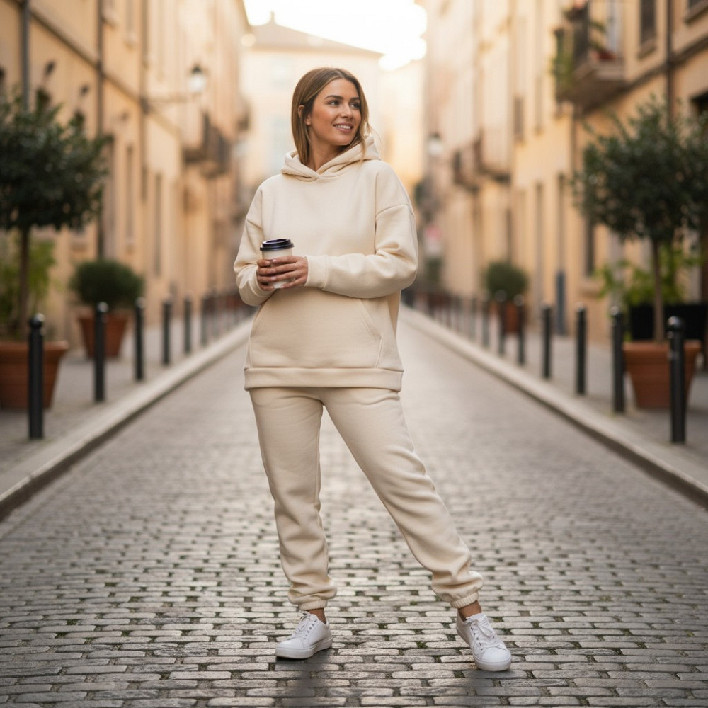 Женский спортивный теплый костюм на флисе батал Молочный 4XL/5XL Харьков - изображение 2