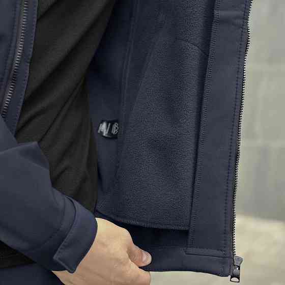 Темно-синяя мужская демисезонная куртка Pobedov Motive с липучками Киев