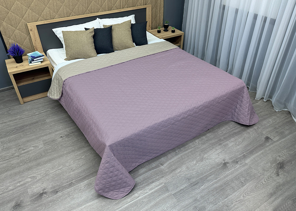 Покрывало двустороннее Decorator Microfiber ромб 160х215 см сиреневый с бежевым (85-123) Киев - изображение 6