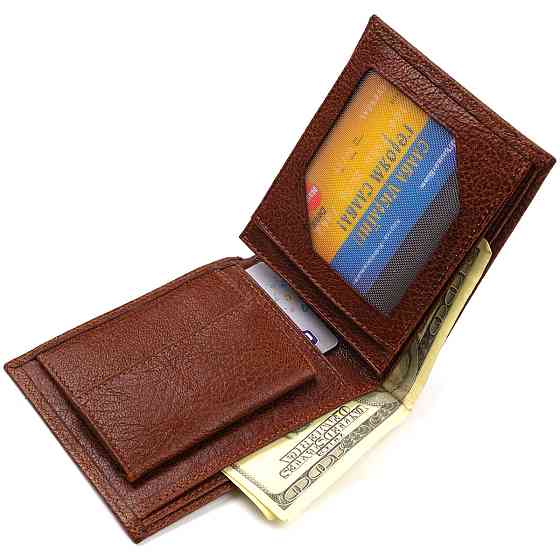 Гаманець для стильних чоловіків без застібки з натуральної шкіри CANPELLINI 21765 Світло-коричневий Київ