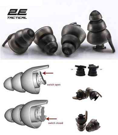 Беруші захисні 2E Switch EP1 Black з перемикачем, M, NRR 22/14 dB, пасивні (2E-EPWS1MBK) Київ