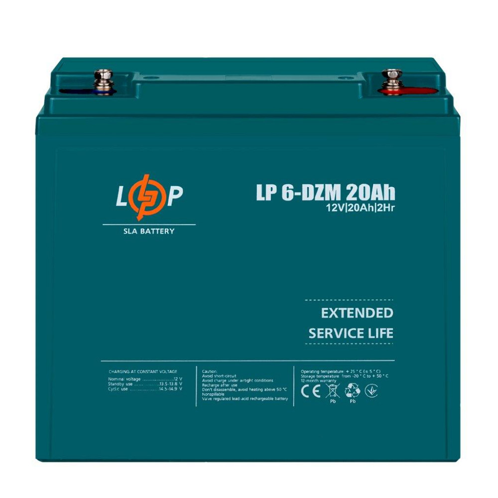 Тяговий свинцево-кислотний AGM акумулятор LP 6-DZM-20 Ah Київ - фото 2