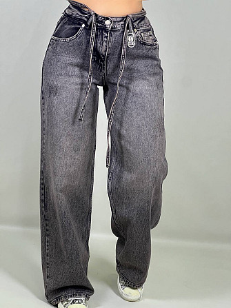 Джинсы женские I8 52407 широкие Baggy бананы с поясом веревкой коричневые, коричневый, 27, 27, 74 см Одесса - изображение 6
