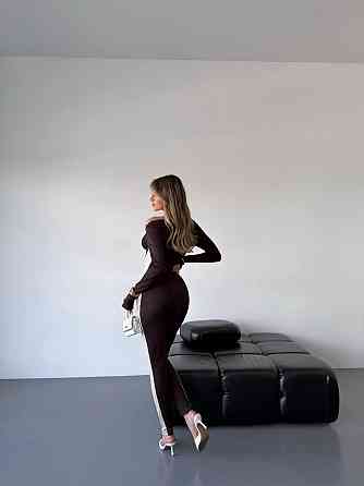 Жіночий комбінезон з бежевими вставками мікродайвінг Шоколадний Одеса