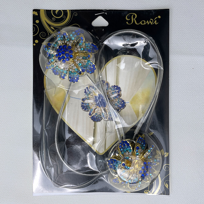 Магніти для штор та гардин "Flowers" набір 2 шт Синій з золотистим (81-199) Київ - фото 8