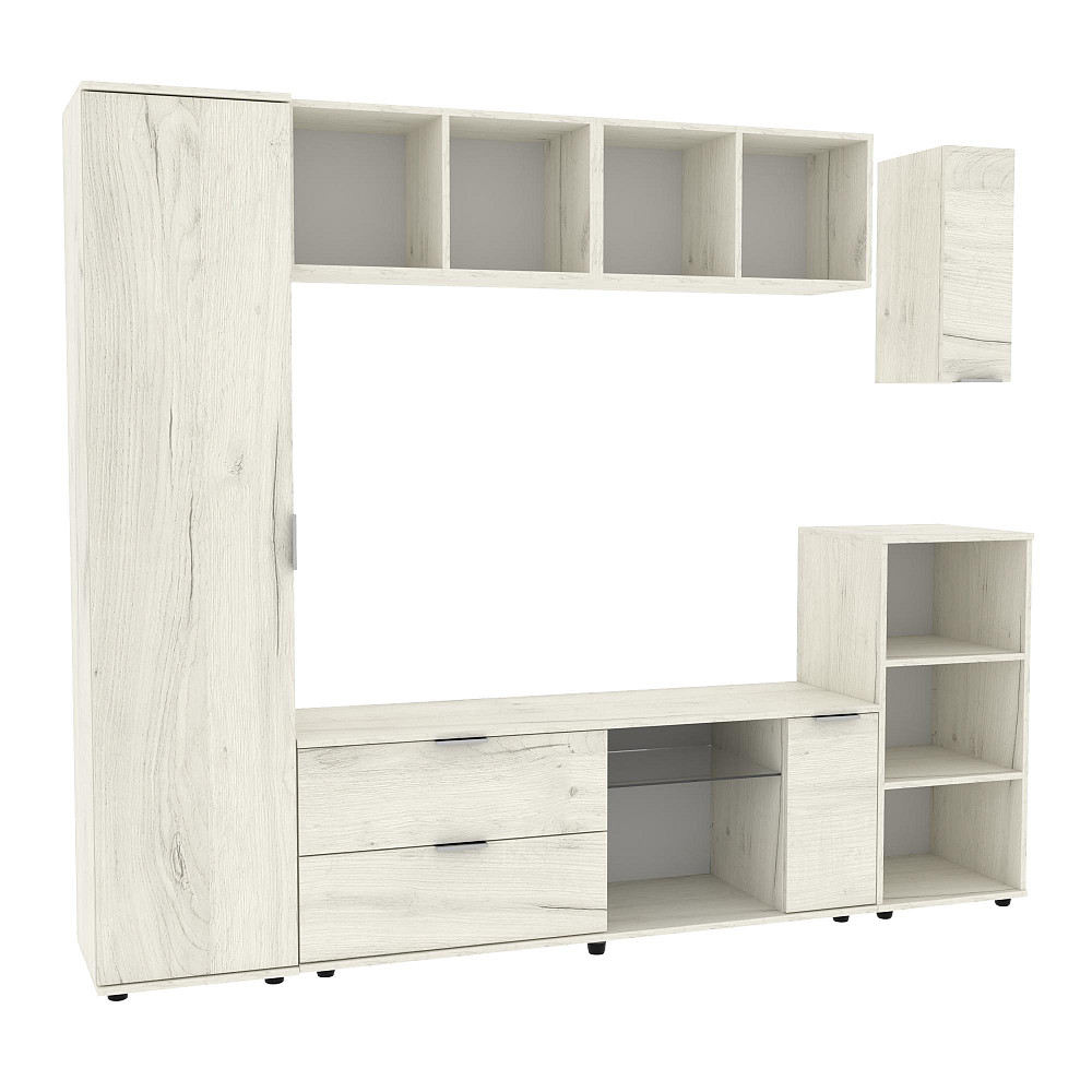 Стенка в гостиную Ketrin-1, Дуб Крафт Білий, 2240х425х1880 Львов - изображение 1