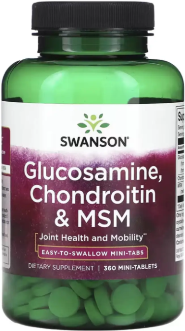 Глюкозамін хондроїтин і МСМ Swanson Glucosamine, Chondroitin&Msm Mini Tabs 360 таб Київ - фото 1