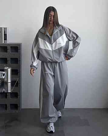 Жіночий стильний костюм оверсайз — двійка плащівка Еммі + підкладка спорт Сірий, 46/48 Одеса