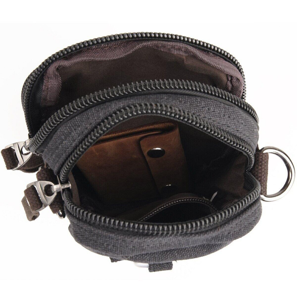 Барсетка текстильна на пояс Vintage 20082 Чорна Київ - фото 5