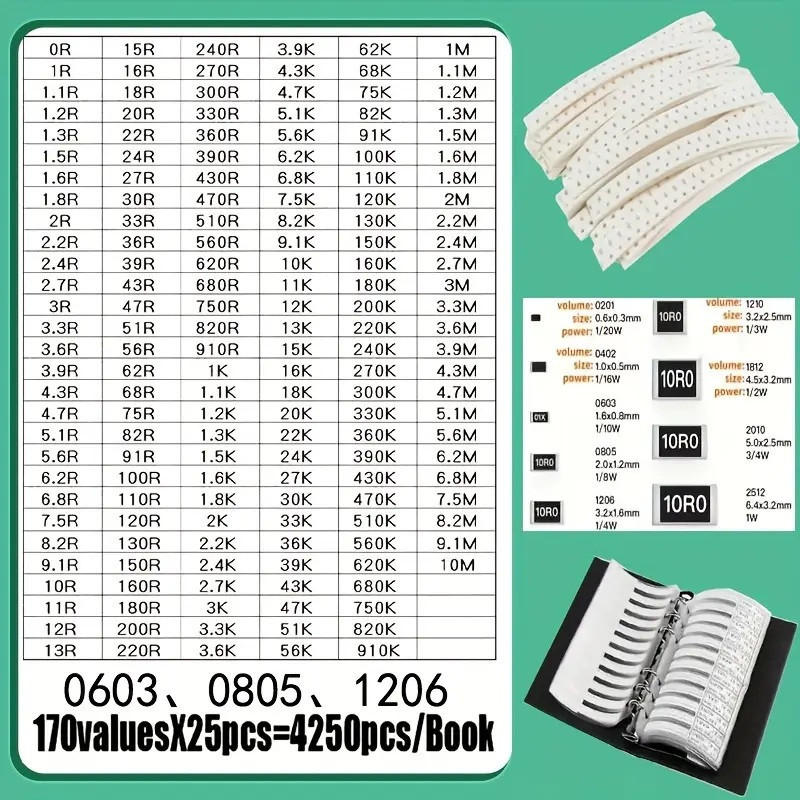 Резистори SMD 0805, 660 шт, 1 Ом - 1 МОм для пайки Київ - фото 2