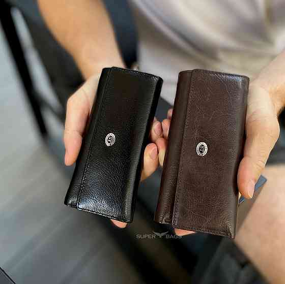 Чорна ключниця з натуральної шкіри із відділенням для грошей ST Leather B416 Кам'янське