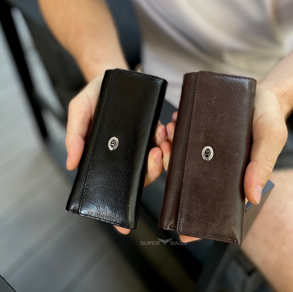 Черная ключница из натуральной кожи с отделением для денег ST Leather B416 Каменское - изображение 3