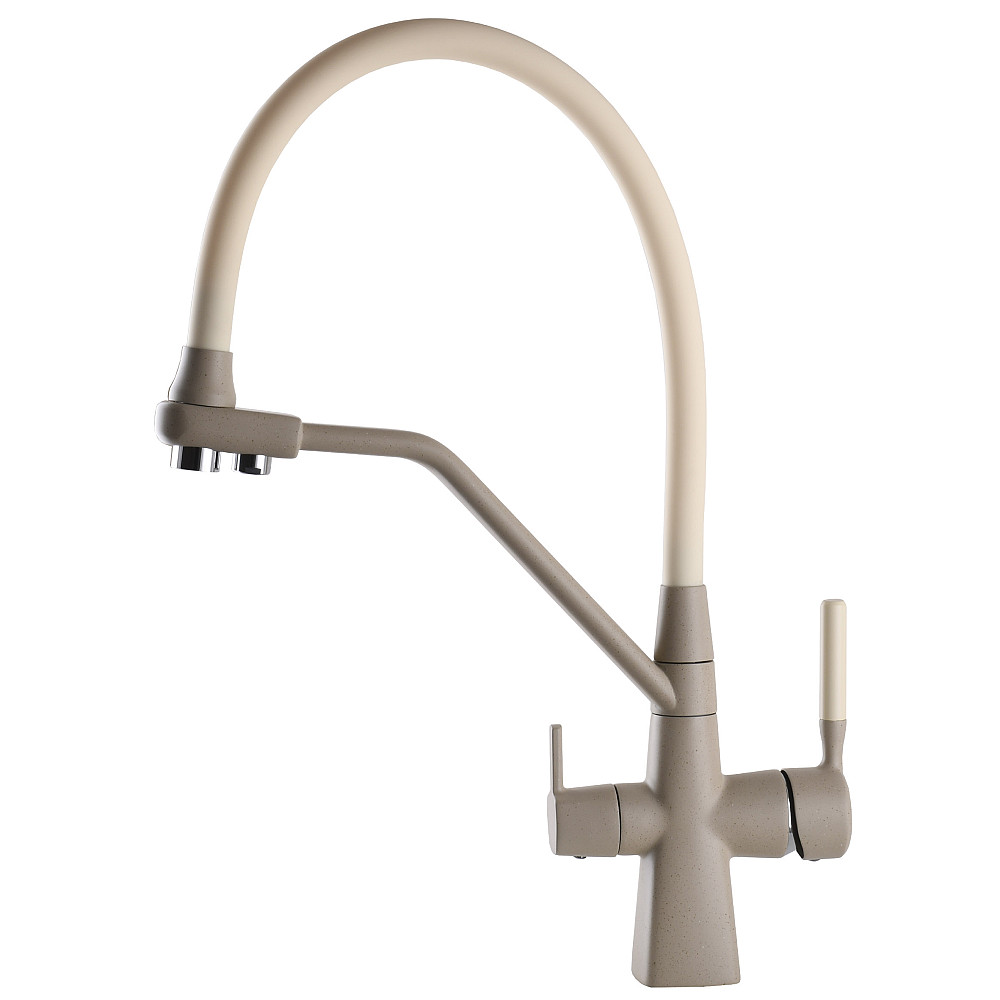 Змішувач для кухні під осмос Globus Lux GLLR-0700-L-04-06 гофрований  на гайці латунь, Беж-Бежевий Луцк - изображение 5