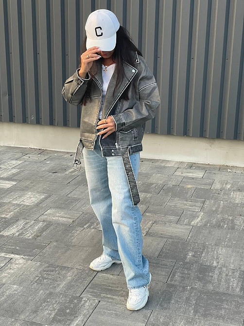 Женская куртка оверсайз Серый L Харьков - изображение 5