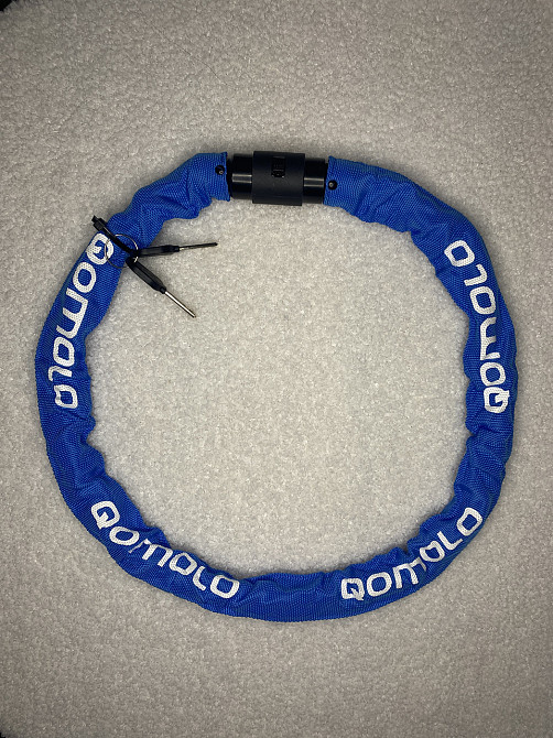 Велозамок Qomolo с ключом 100 см, стальной замок для велосипеда, скутера, мотоцикла, ворот, ящиков, синий Киев - изображение 2