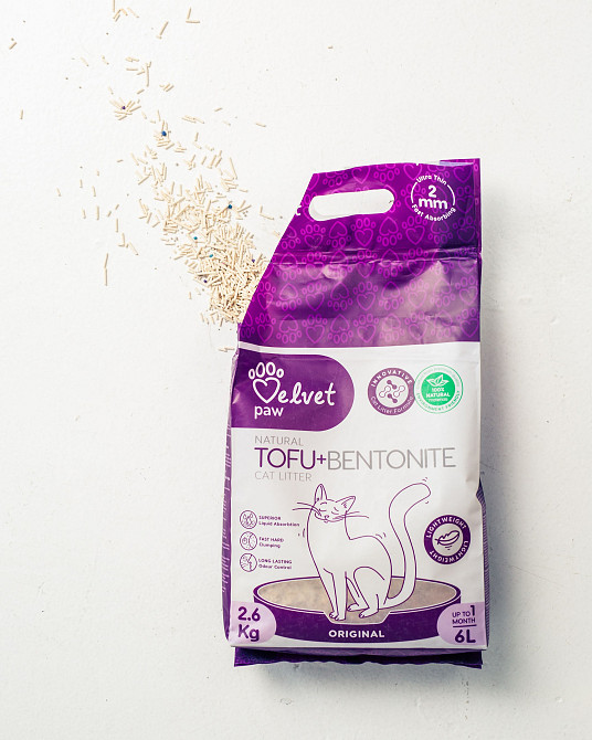 VELVET PAW TOFU Наповнювач для котячих туалетів з бентонітом, оригінальний, гранули 2 мм, 6 л/2,6 кг Киев - изображение 3