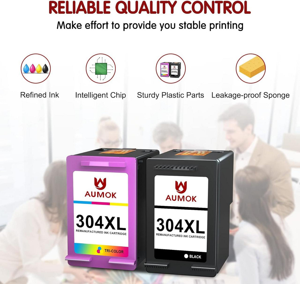 Б/У. Остаток 50%. Комплект чорнильних картриджів AUMOK 304XL Дніпро - фото 1