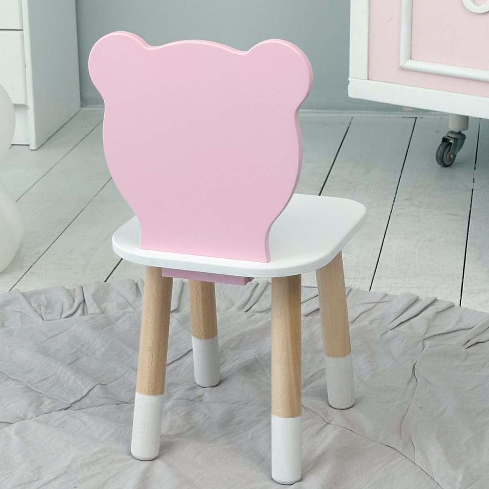 Дитячий стільчик ведмедик 26.5х26х25см, стілець для дитини, білий з рожевим Київ - фото 2