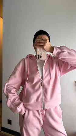 Жіночий теплий костюм-двійка з кантом двосторонній фліс Рожевий, 42/44 Одеса