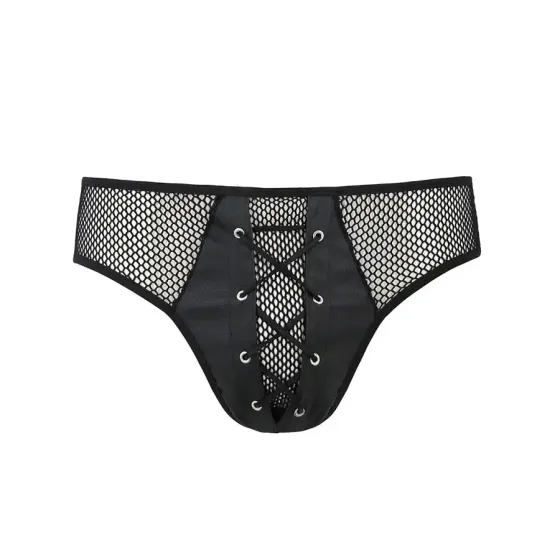 Чоловічі труси зі шнурівкою Passion 035 SLIP RICHARD S/M Black, екошкіра, сітка Львів