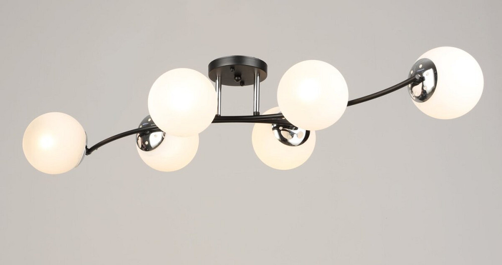 VALESO Люстра стельова на 6 плафонів VALESO K2318/6 чорний+хром E27 Киев - изображение 1