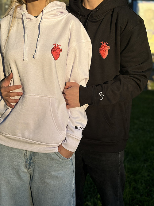 Парні худі для закоханої пари "Heart" і своїми ініціалами на рукавах Чернівці - фото 5