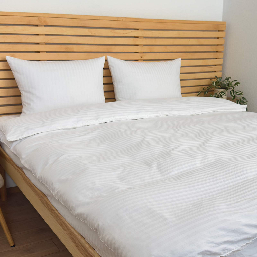 Постільна білизна Євро комплект Страйп Сатин 125 г/м2 YouStar (Білий) 2 х 50х70 Суми - фото 1