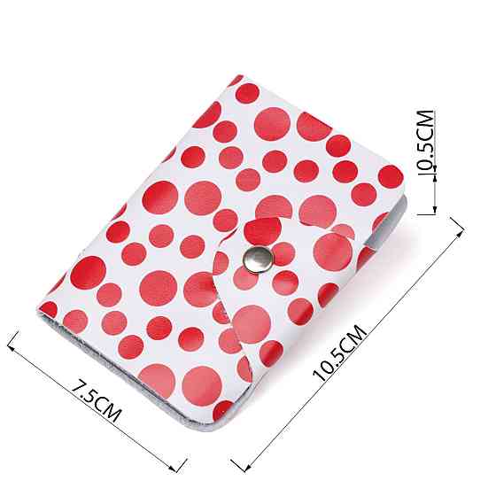 Візитниця шкіряна вертикальна червоний горошок (SHVIGEL) Київ