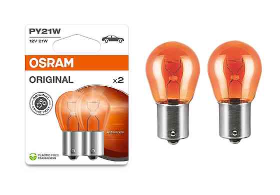 Комплект указательных ламп накаливания OSRAM PY21W 7507-2BL Amber 12V BAU15s Blister (2 шт) Харьков