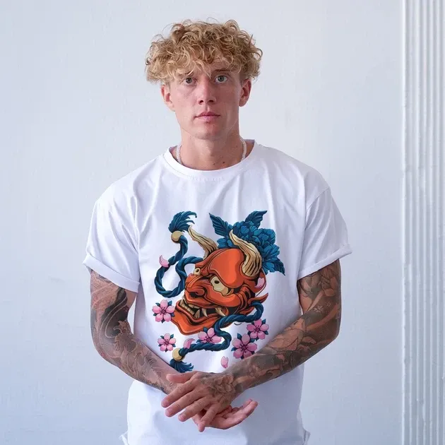 Футболка мужская с принтом Демонічна Маска White Edition Размер 48 Anime0086 Днепр - изображение 5