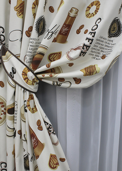 Комплект готових фото-штор VR-Textil Coffee-House № 1497ш Різнобарвний 150х275 см 2 шт (33-0396) Київ - фото 4