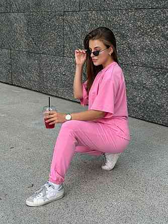 Спортивный костюм женский футболка и штаны джогеры Розовый XL-XXL Харьков