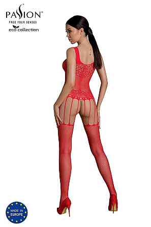 Бодистокинг Passion ECO BS001 One Size red, с доступом, имитация подвязок, флористический декор Sex Aura Киев