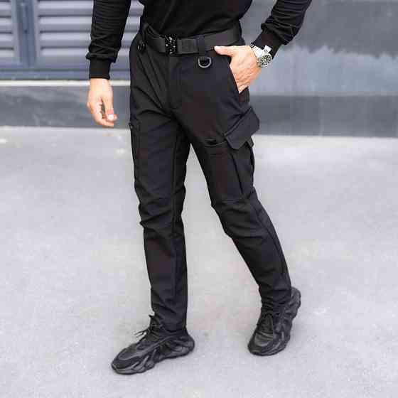 Штаны карго мужские весенние с карманами чёрные Pobedov Static Киев