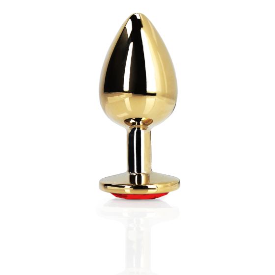 Анальна пробка - Ouch! Metal Butt Plug Medium Gold/Ruby Red Sex Aura Київ