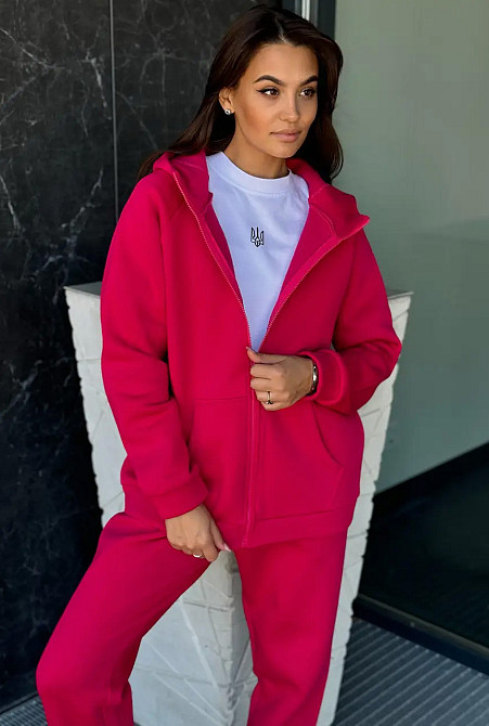 Зип худи женское оверсайз Малиновый 50/52 Харьков - изображение 1